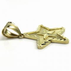 14k yellow gold diamond cut star pendant