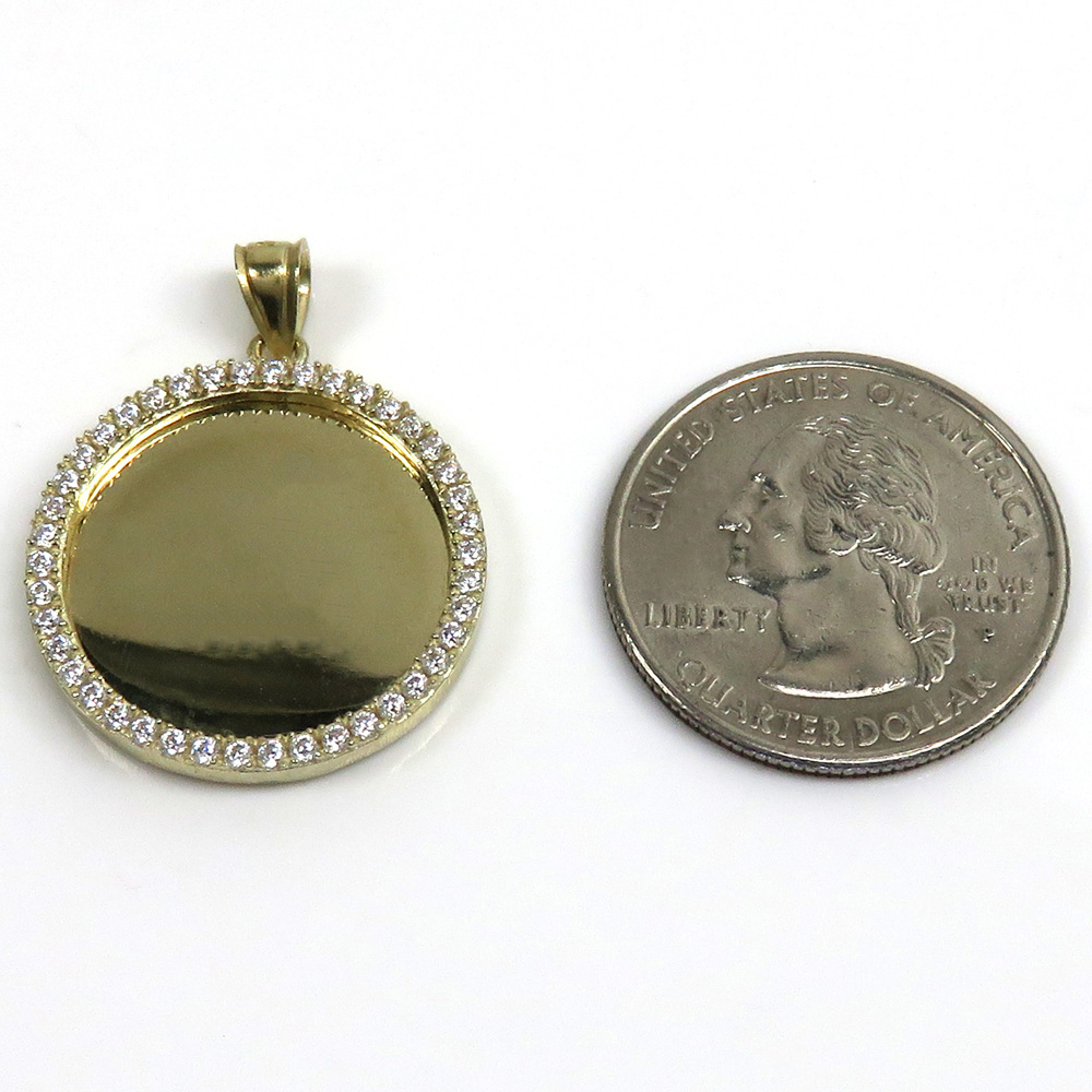 10k yellow gold small cz picture pendant 0.50ct