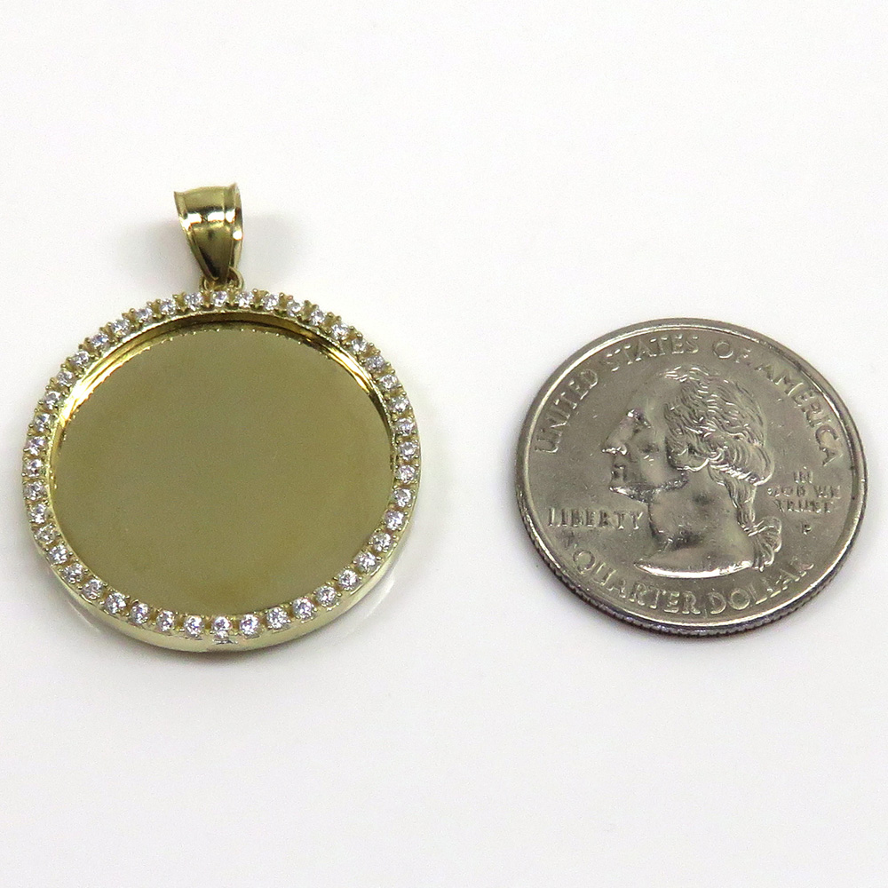 10k yellow gold medium cz picture pendant 0.75ct