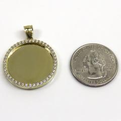 10k yellow gold medium cz picture pendant 0.75ct