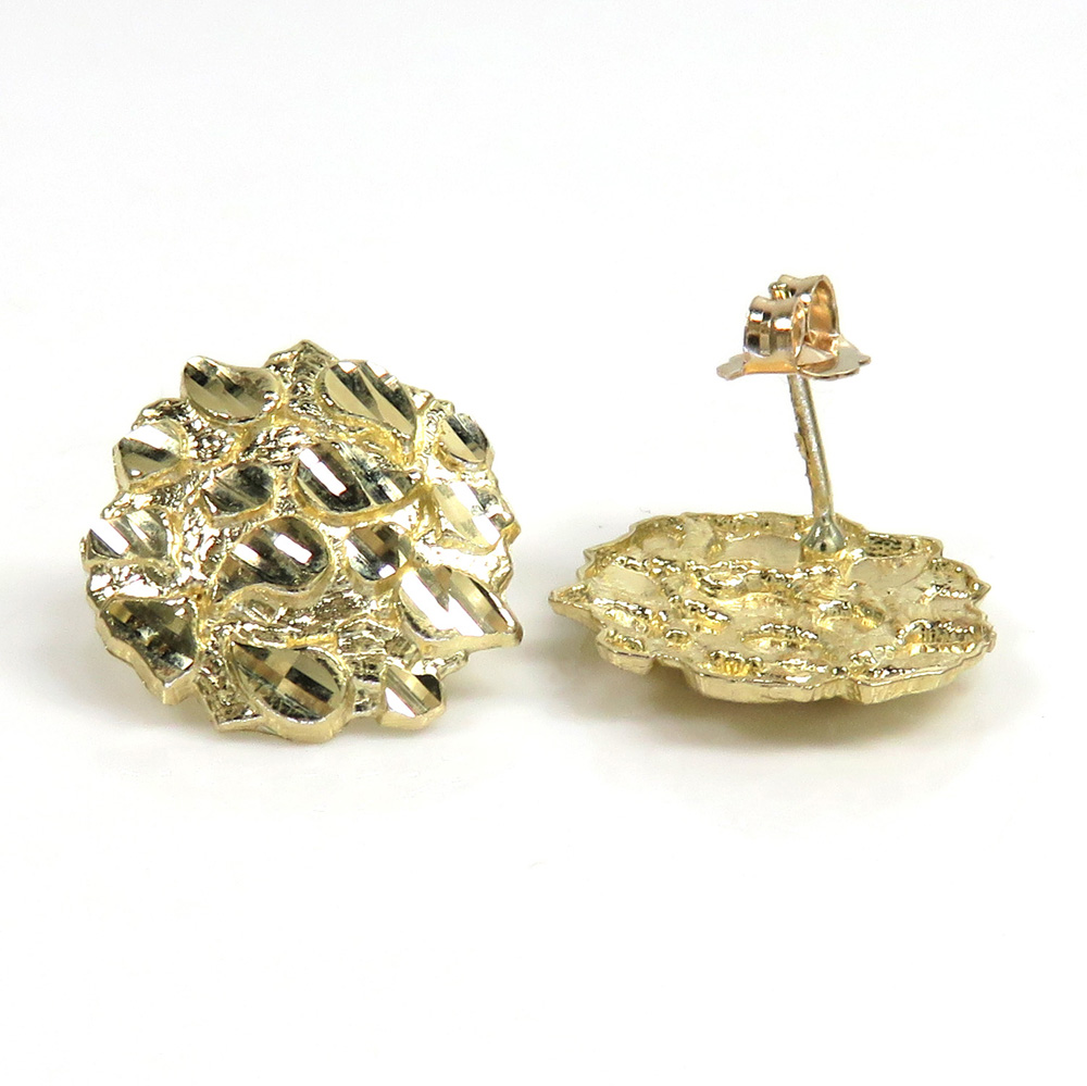 10k yellow gold large round nugget earrings  - Image 2
