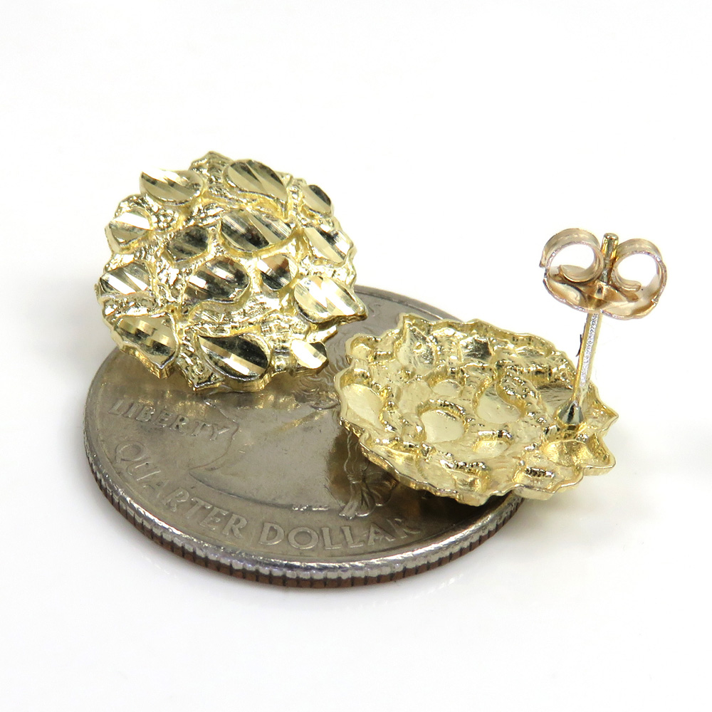 10k yellow gold large round nugget earrings  - Image 3