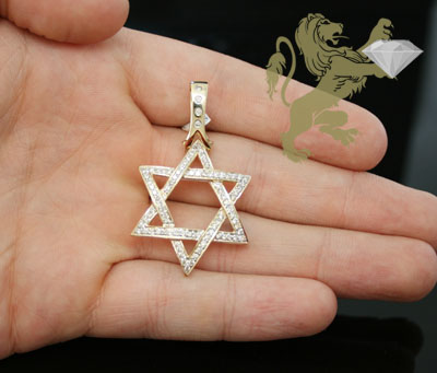 1.00ct 14k yellow gold diamond star of david pendant - Image 5