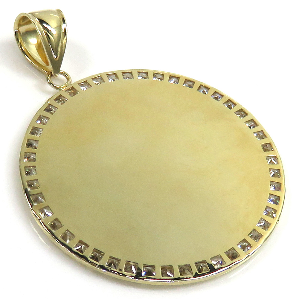 10k yellow gold large cz picture pendant 1.75ct