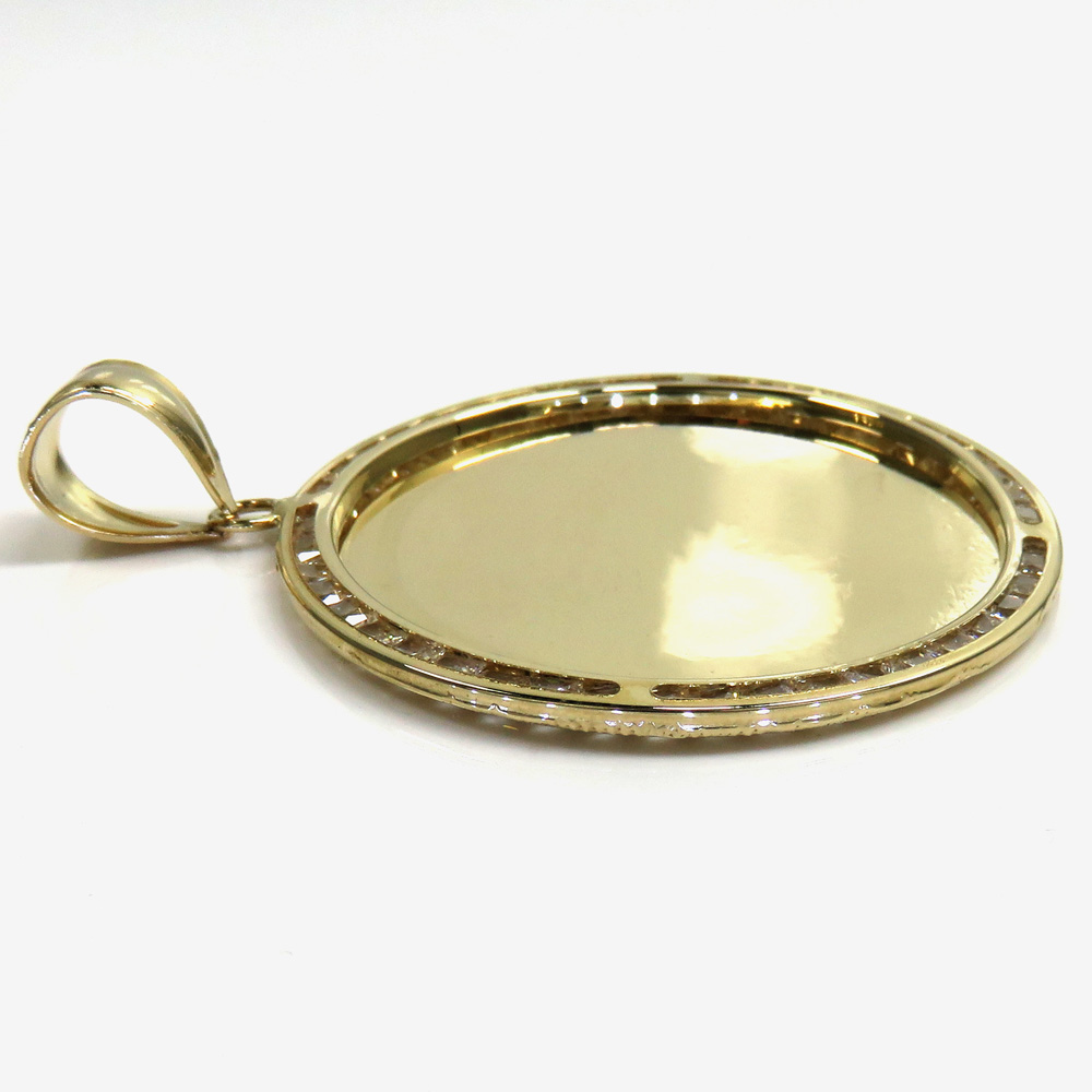 10k yellow gold large cz picture pendant 1.75ct