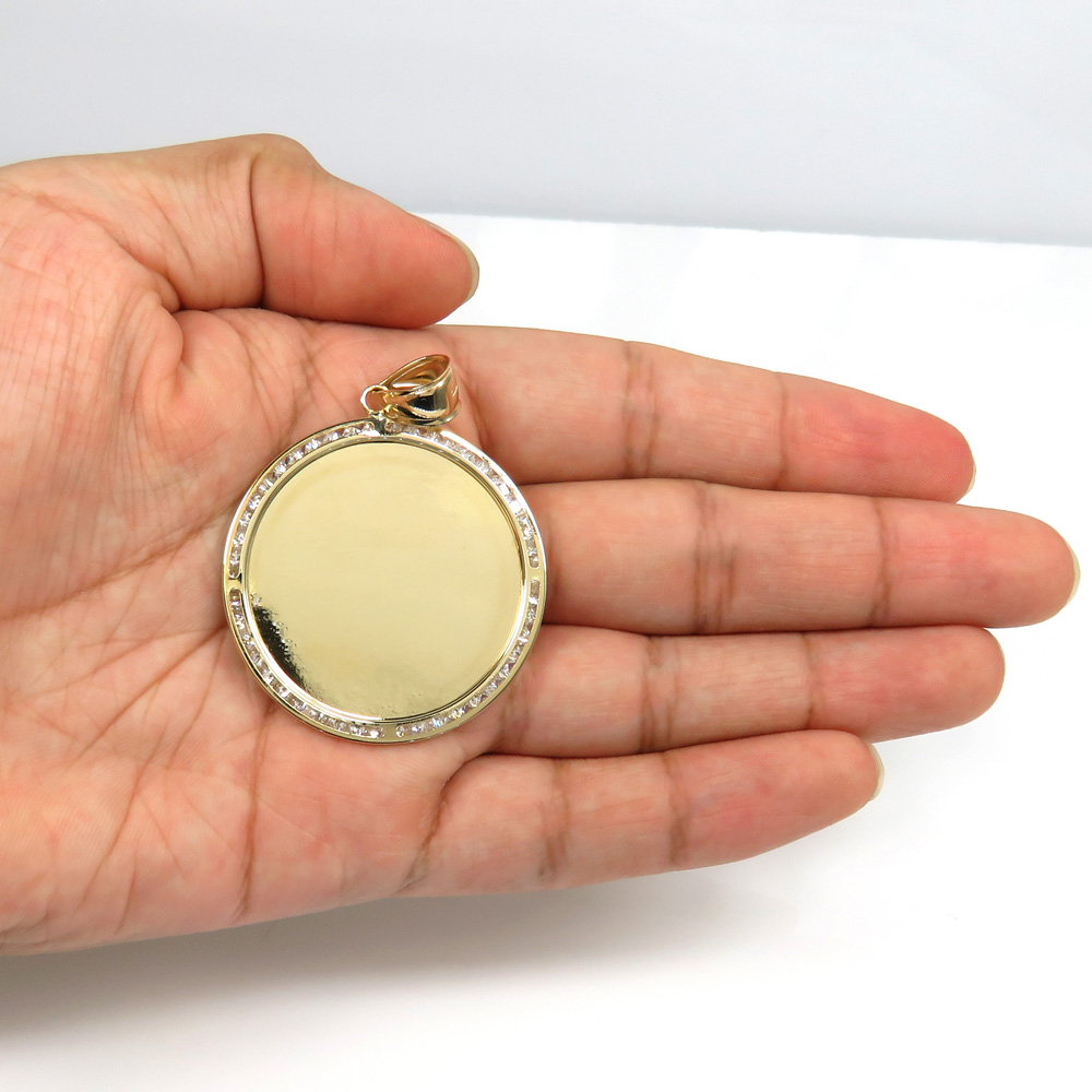 10k yellow gold large cz picture pendant 1.75ct - Image 5