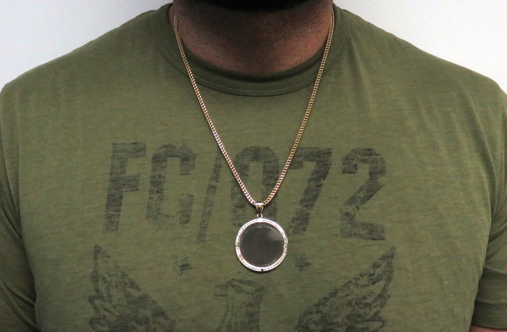 10k yellow gold large cz picture pendant 1.75ct - Image 6