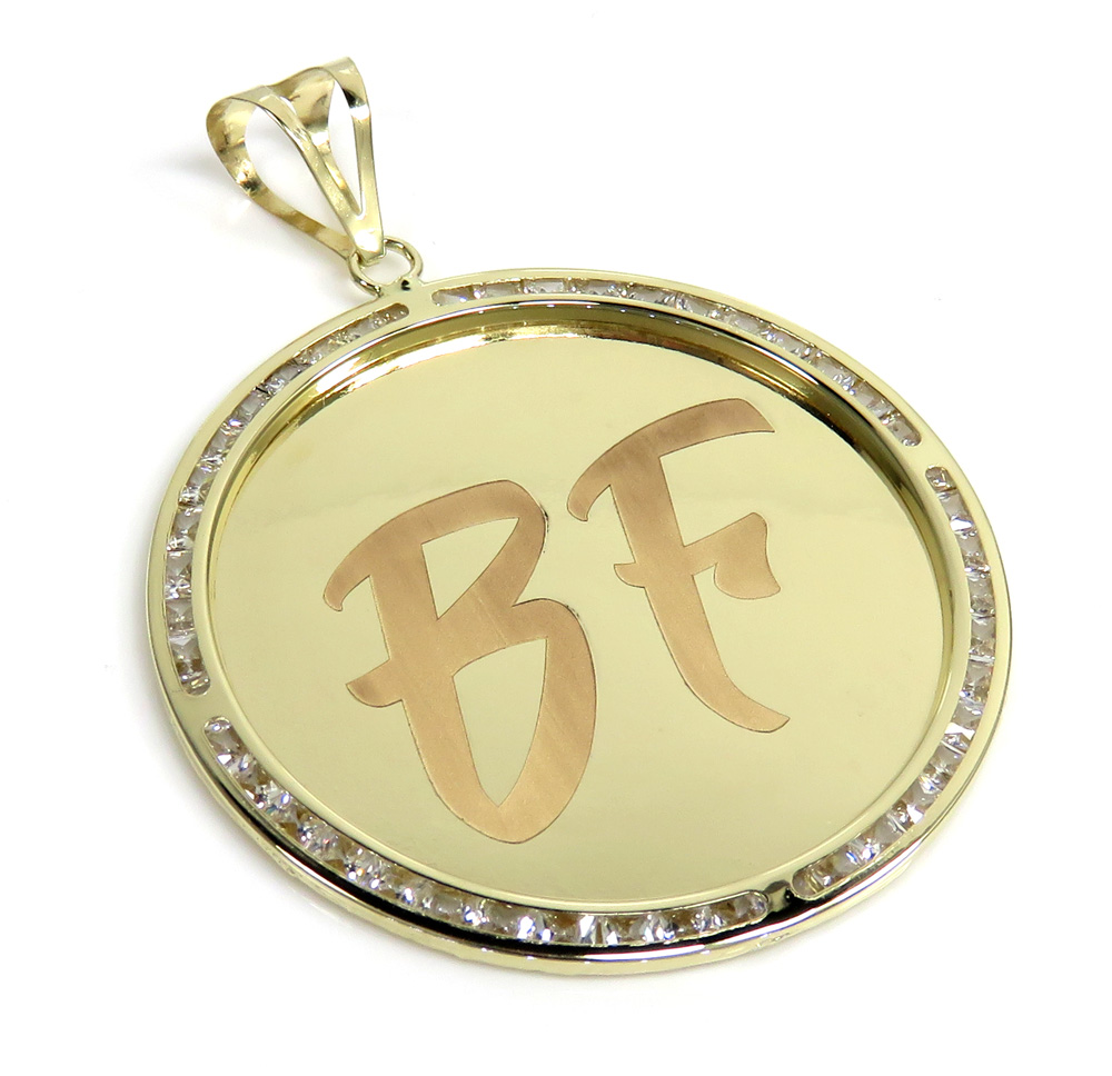 10k yellow gold large cz picture pendant 1.75ct - Image 7