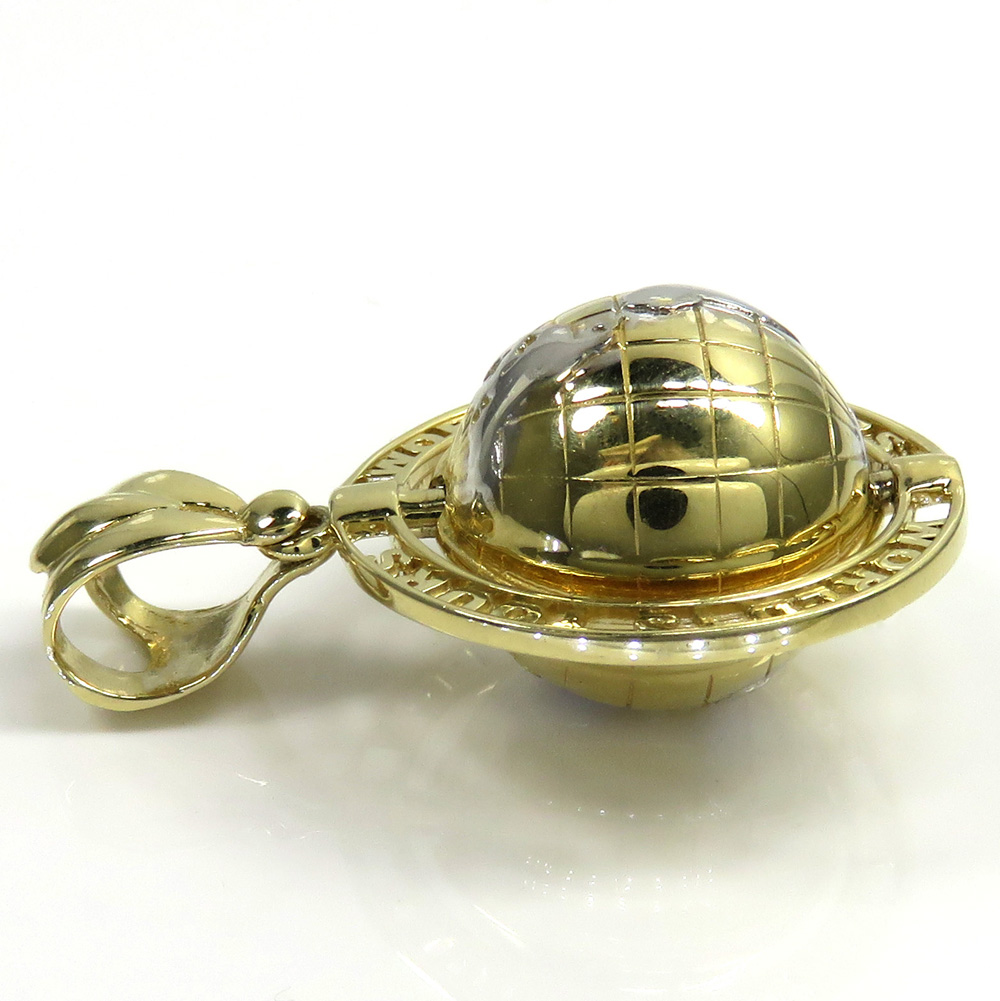 14k yellow gold the world is yours spinning globe small pendant 