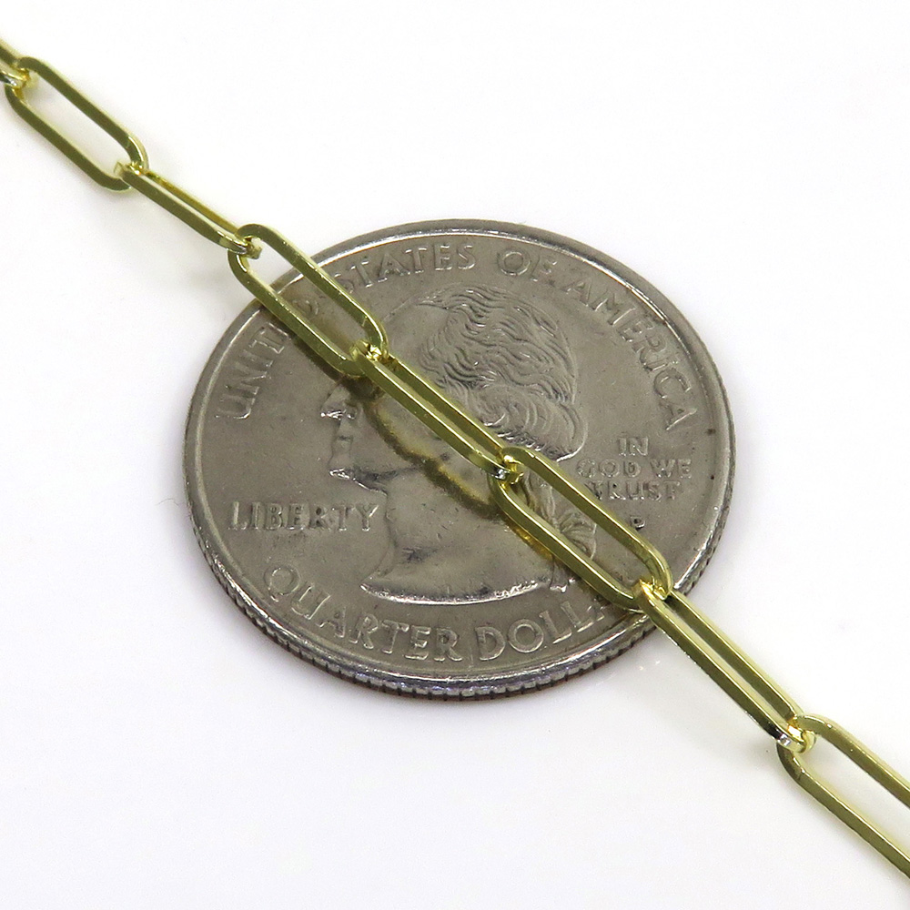 10k yellow gold solid paper clip chain 16-22 inch 3mm - Image 3