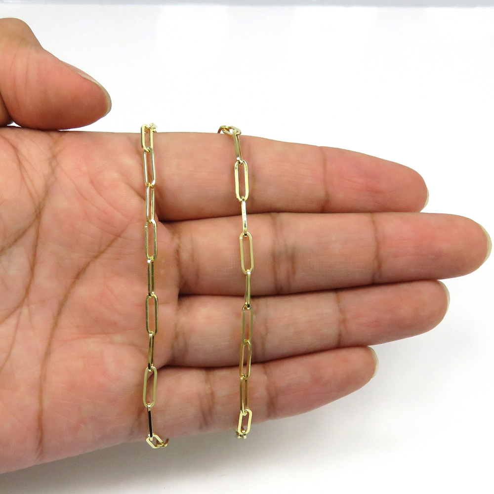 10k yellow gold solid paper clip chain 16-22 inch 3mm - Image 5