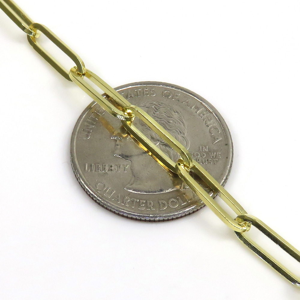 10k yellow gold solid paper clip chain 16-22 inch 4.20mm - Image 3