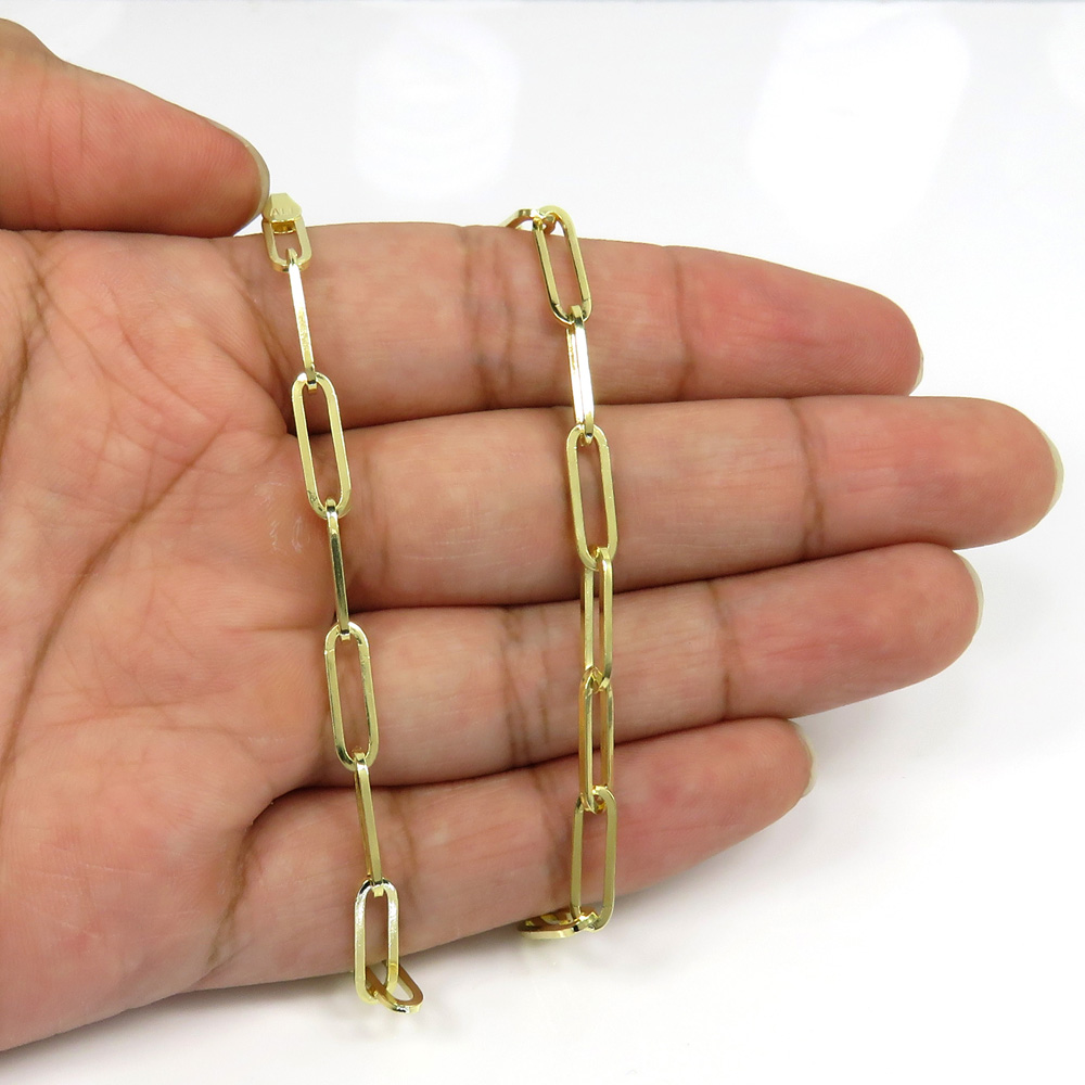 10k yellow gold solid paper clip chain 16-22 inch 4.20mm - Image 5