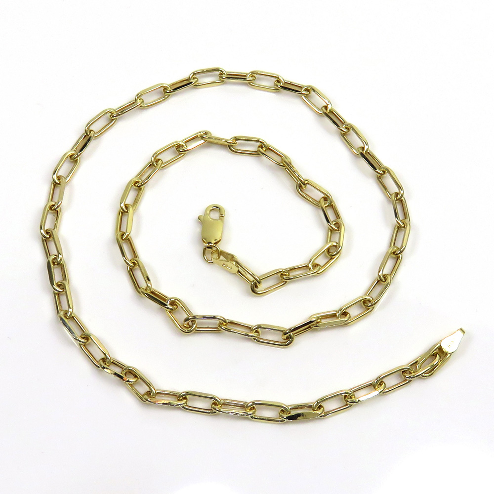 10k yellow gold hollow paper clip chain 16-22 inch 3.70mm 