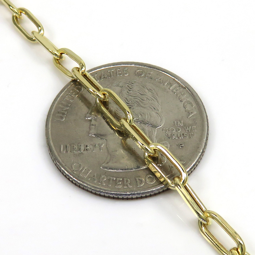 10k yellow gold hollow paper clip chain 16-22 inch 3.70mm 