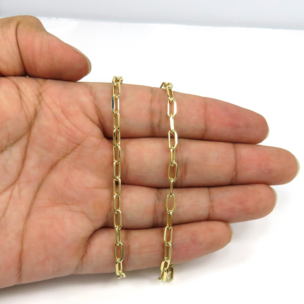 10k yellow gold hollow paper clip chain 16-22 inch 3.70mm 