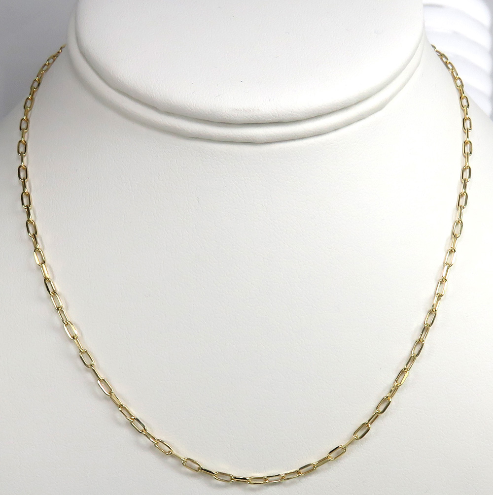 10k yellow gold hollow paper clip chain 16-22 inch 3.70mm 