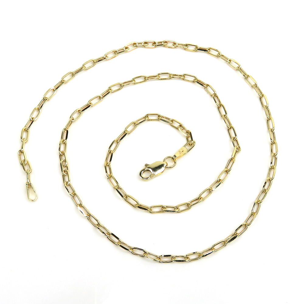 10k yellow gold skinny hollow paper clip chain 16-22 inch 2.20mm 