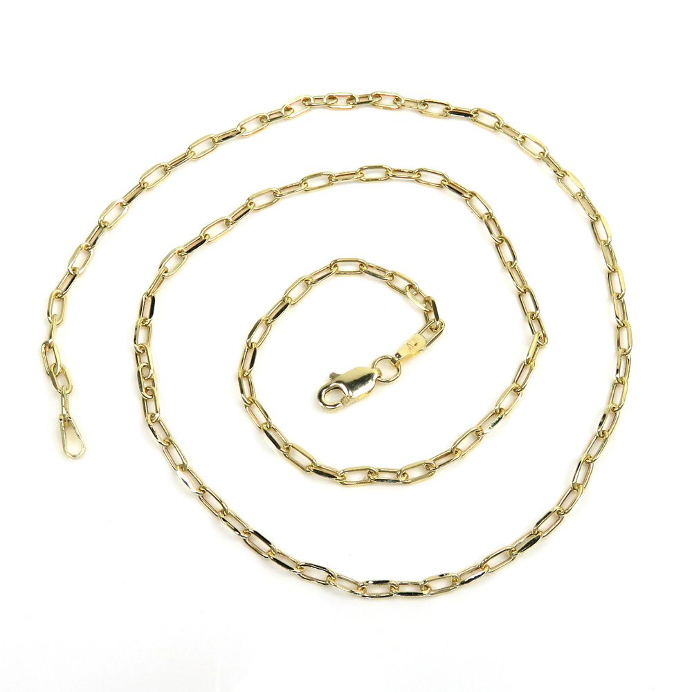 10k yellow gold skinny hollow paper clip chain 16-22 inch 2.20mm - Image 2