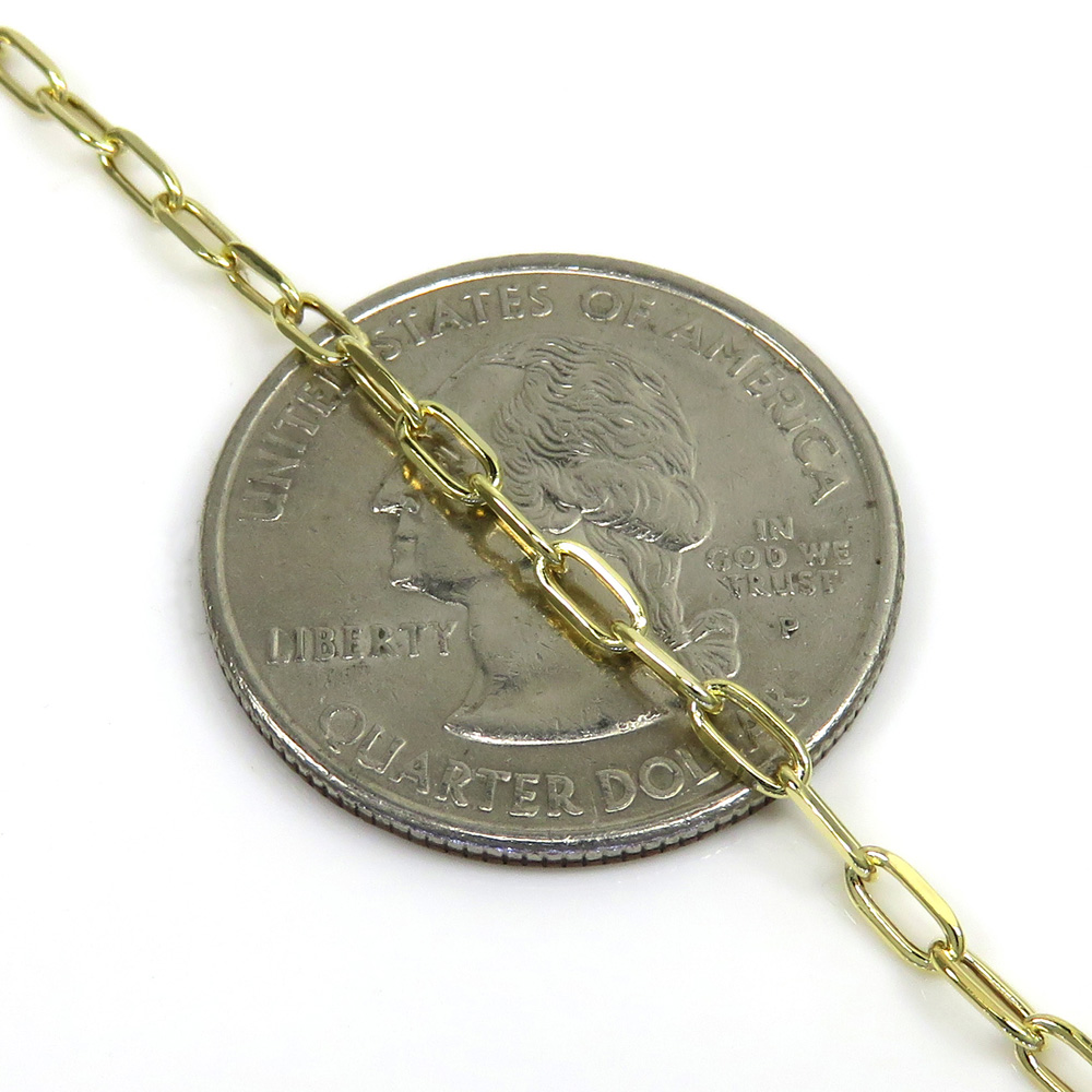 10k yellow gold skinny hollow paper clip chain 16-22 inch 2.20mm - Image 3