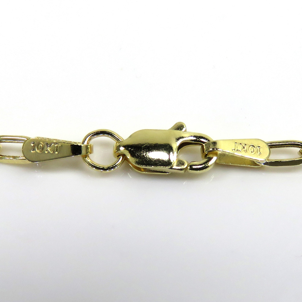 10k yellow gold skinny hollow paper clip chain 16-22 inch 2.20mm 