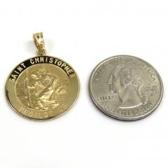 14k yellow gold small saint christopher protect us coin pendant 