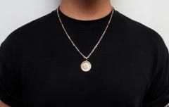 14k yellow gold small saint christopher protect us coin pendant 