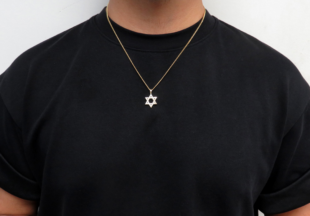 14k yellow gold mini jewish star of david pendant