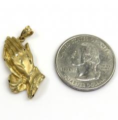14k yellow gold solid small praying hands pendant 