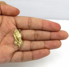 14k yellow gold solid small praying hands pendant 