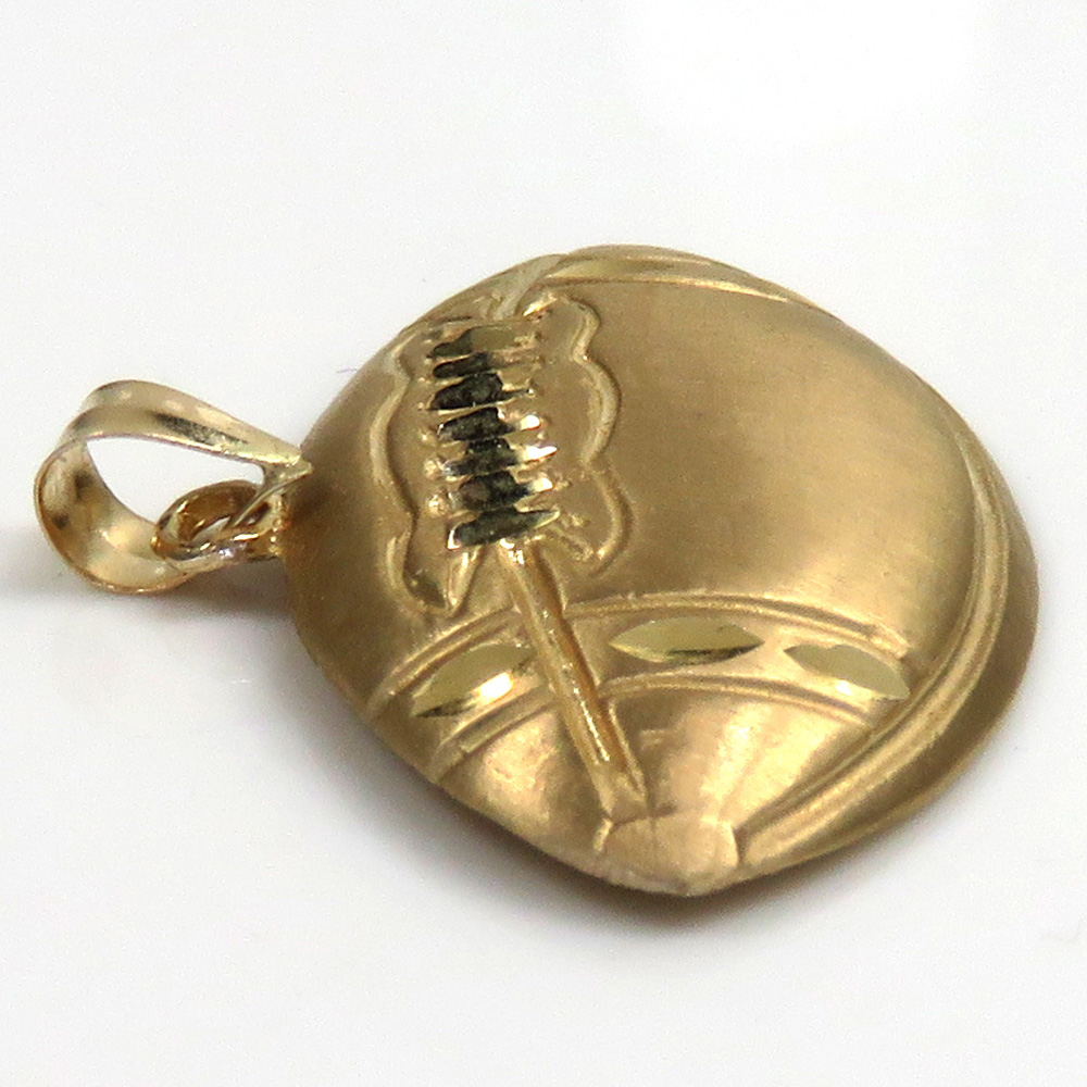 14k yellow gold small foot ball pendant 