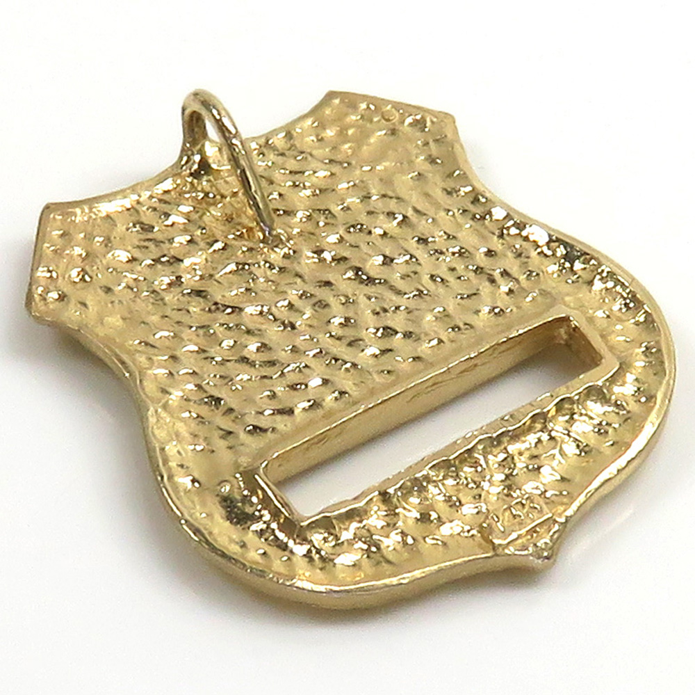 14k yellow gold solid diamond cut police badge 