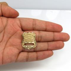 14k yellow gold solid diamond cut police badge 