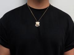 14k yellow gold solid diamond cut police badge 