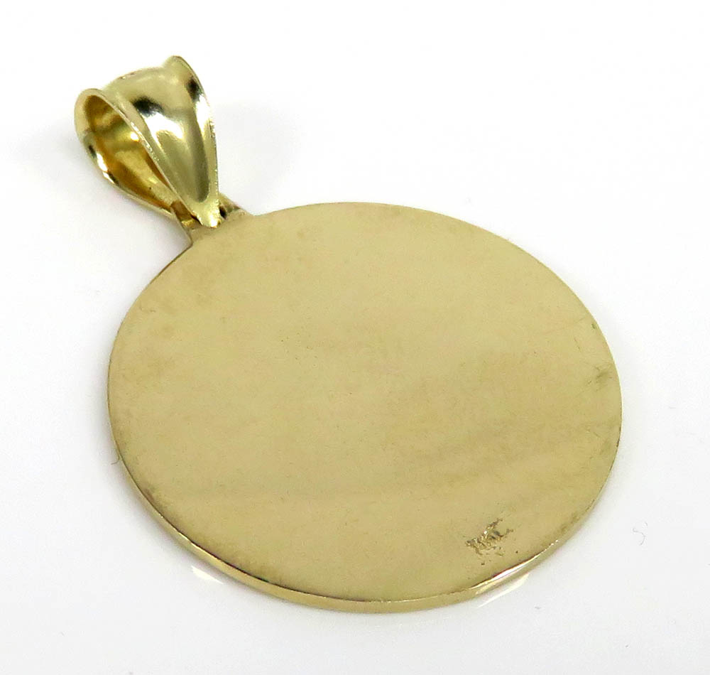 14k yellow gold small saint michael pray for us coin pendant 