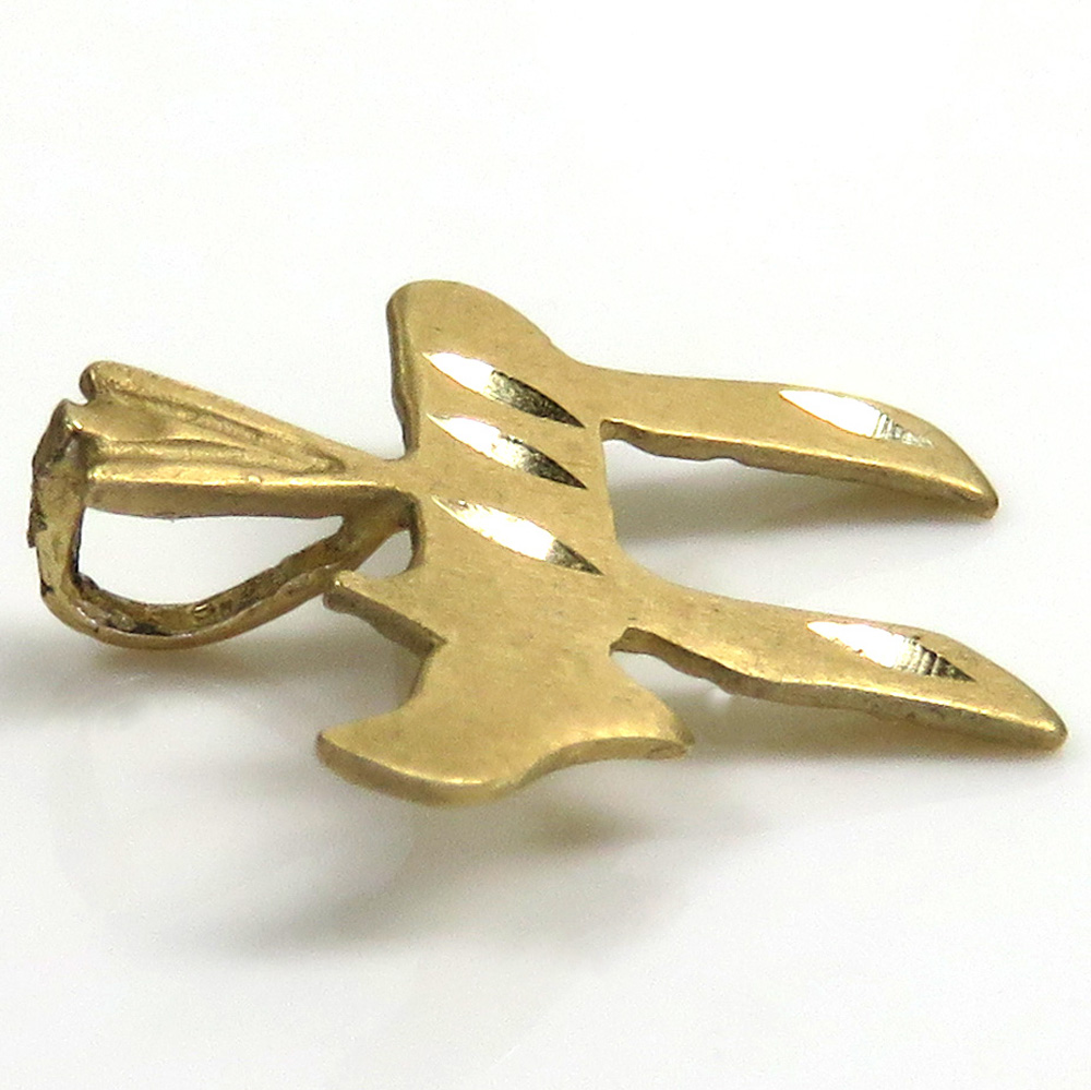 14k yellow gold diamond cut solid mini chai pendant