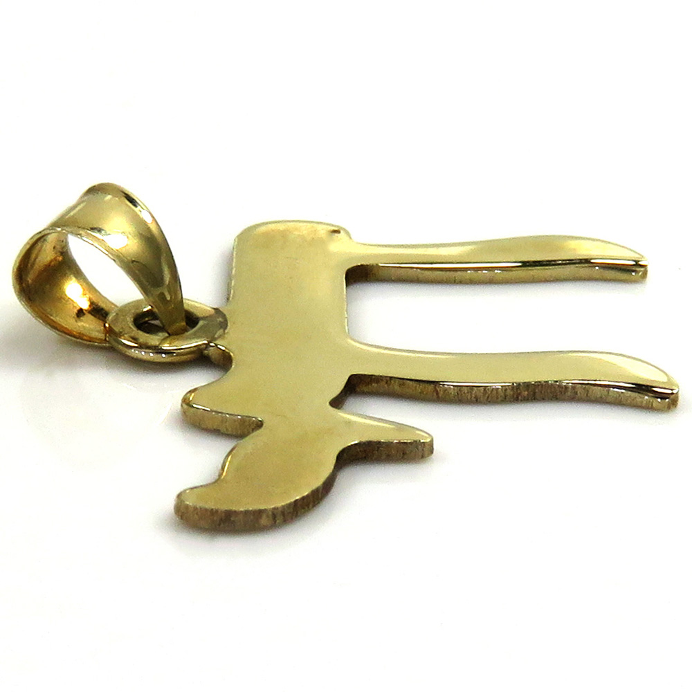 14k yellow gold smooth solid small chai pendant - Image 3