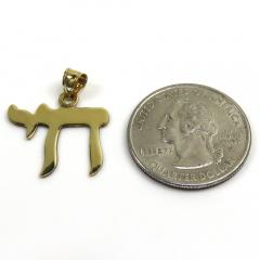 14k yellow gold smooth solid small chai pendant
