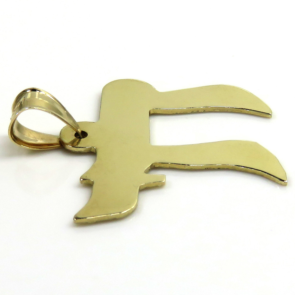 14k yellow gold smooth solid medium chai pendant - Image 2