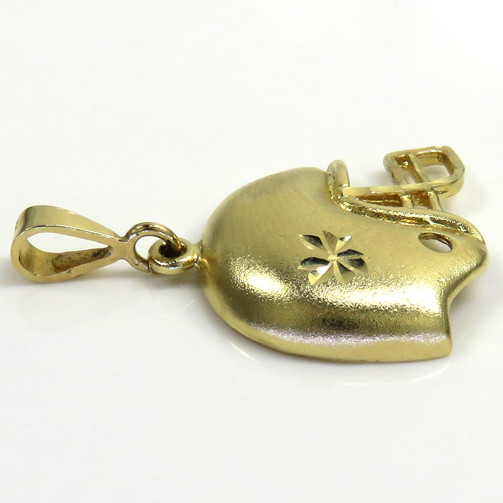 14k yellow gold solid diamond cut foot-ball helmet pendant 