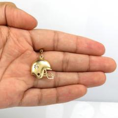 14k yellow gold solid diamond cut foot-ball helmet pendant 