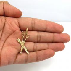 14k yellow gold diamond cut comb & scissors barber pendant 