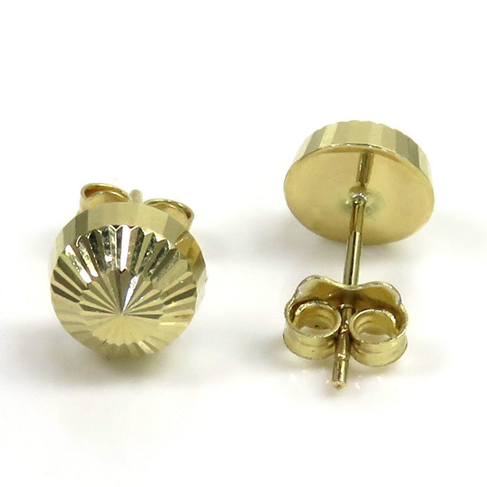 14k yellow gold diamond cut 7.8mm sphere earrings  - Image 2