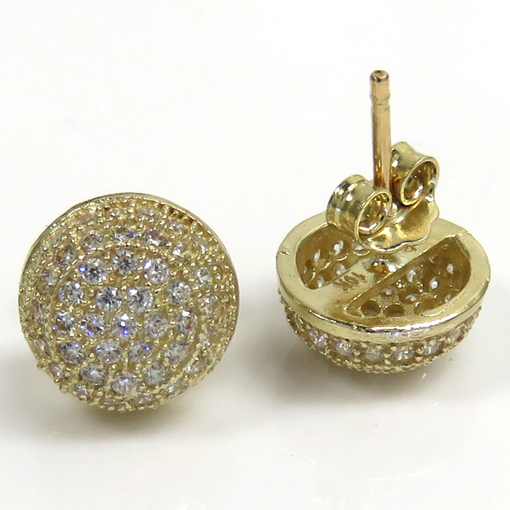 10k yellow gold 8.8mm cz sphere earrings 1.00ct