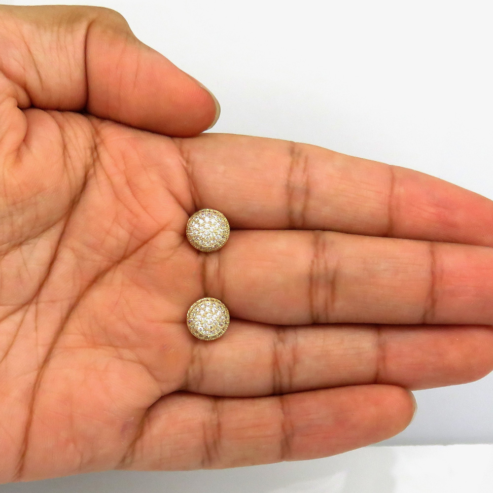 10k yellow gold 8.8mm cz sphere earrings 1.00ct