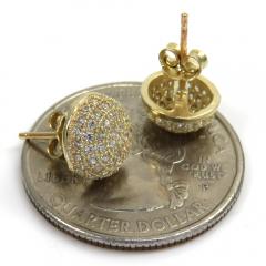 10k yellow gold 8.8mm cz sphere earrings 1.00ct