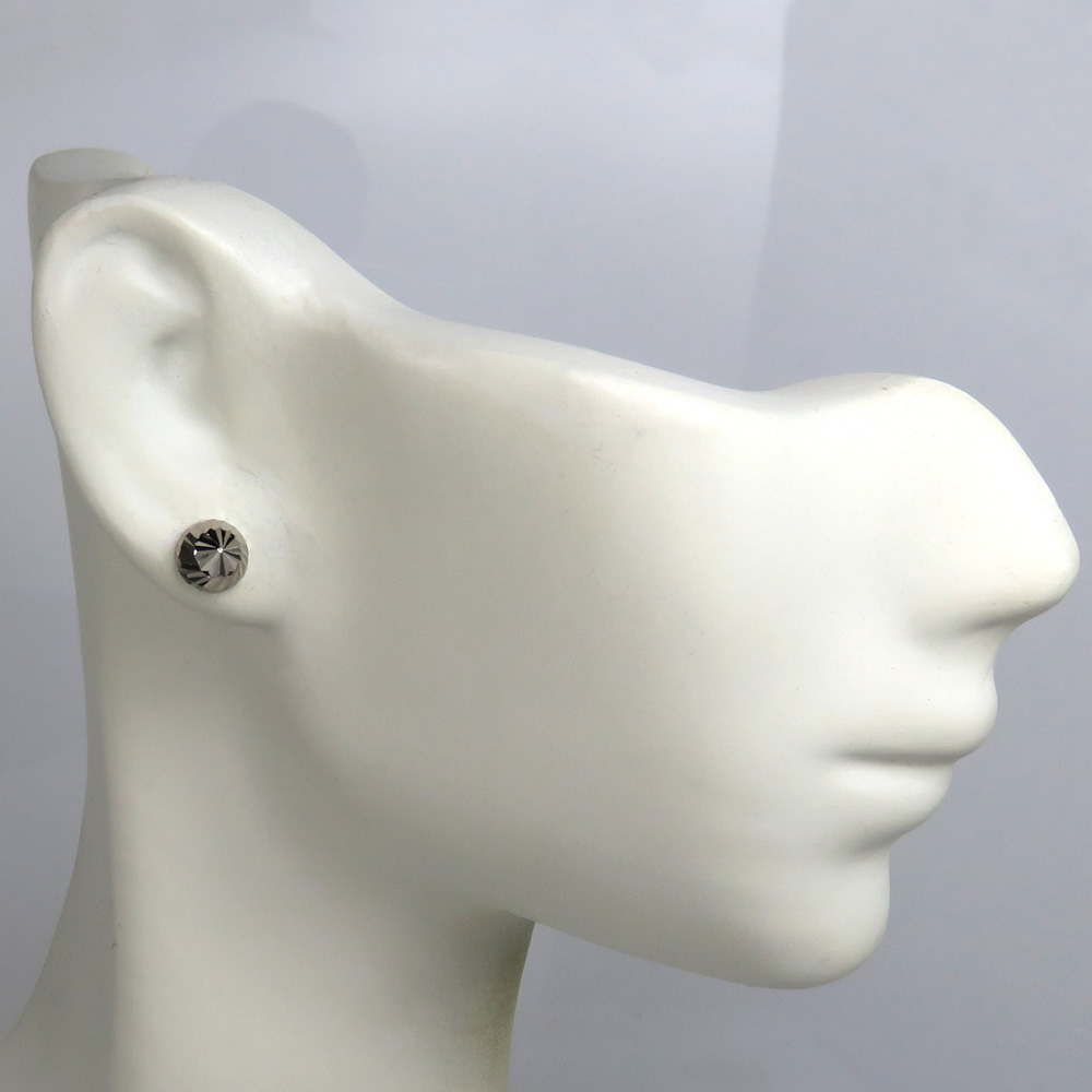 10k white gold diamond cut 6mm sphere earrings - Image 6