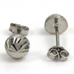 10k white gold diamond cut 6mm sphere earrings 