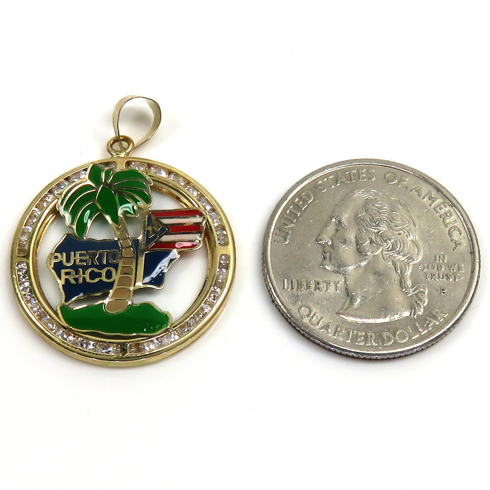 10k yellow gold small cz puerto rico pendant 1.00ct  - Image 3