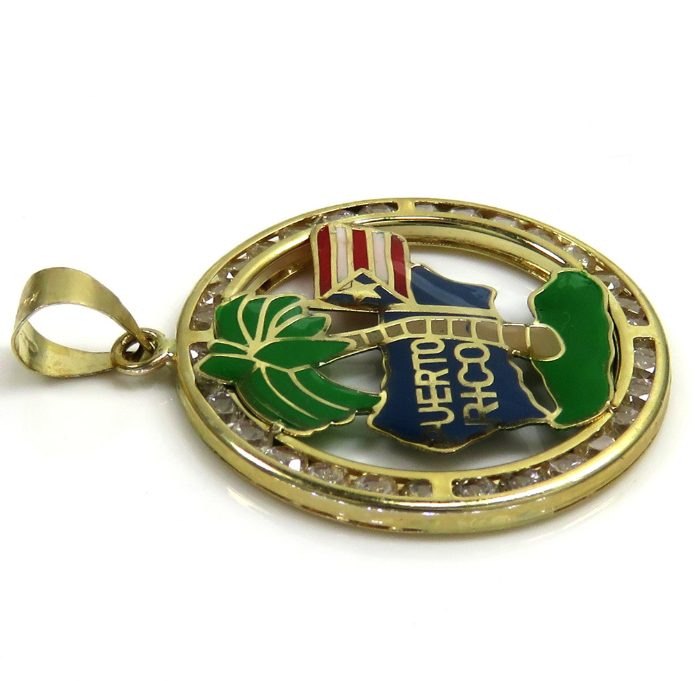 10k yellow gold small cz puerto rico pendant 1.00ct 